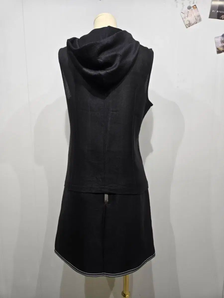 LANVIN ランバン フード ベスト スカート セット 黒 ゴルフ 着る