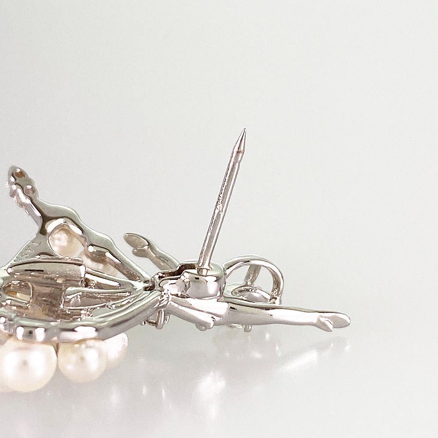 タサキ TASAKI K18WG パール ダイヤモンド ブローチ fto【中古