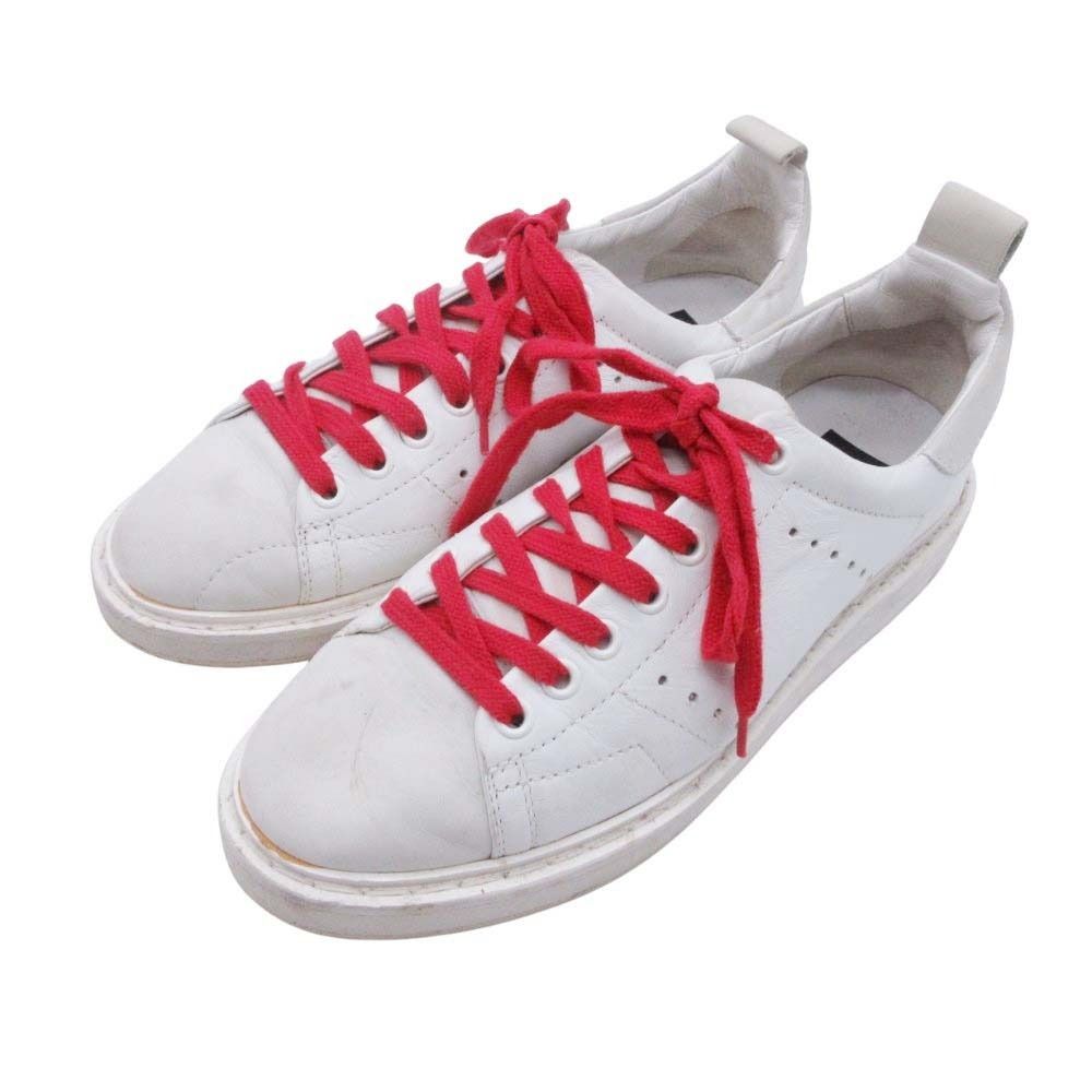 GOLDEN GOOSE GGDB ゴールデングース STARTER スニーカー ローカット シューズ 靴 37 24.0 アイボリー オフ白ｘ赤 レディース 古着