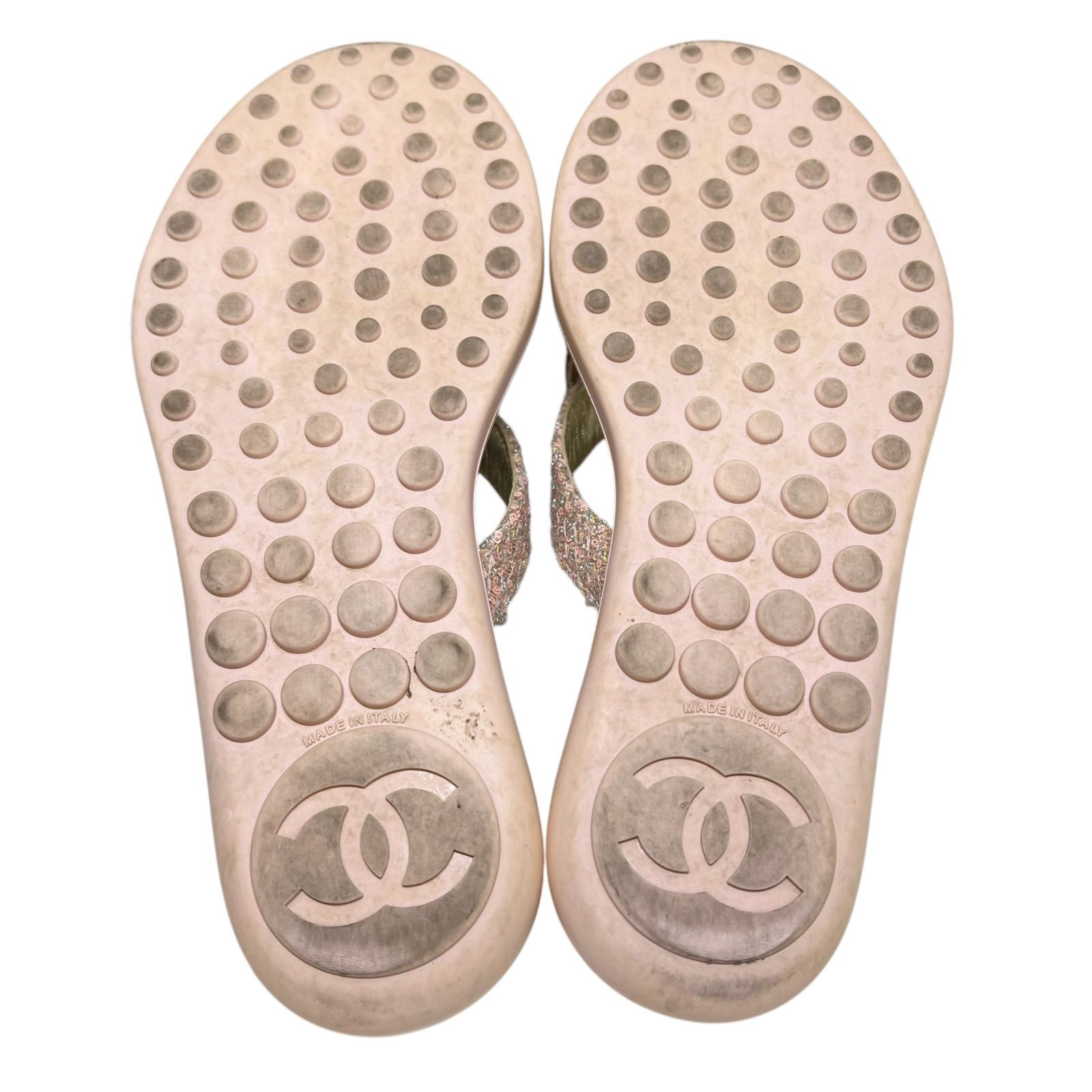 CHANEL 【シャネル】ココマークレザー ファブリックサンダル X47854 約