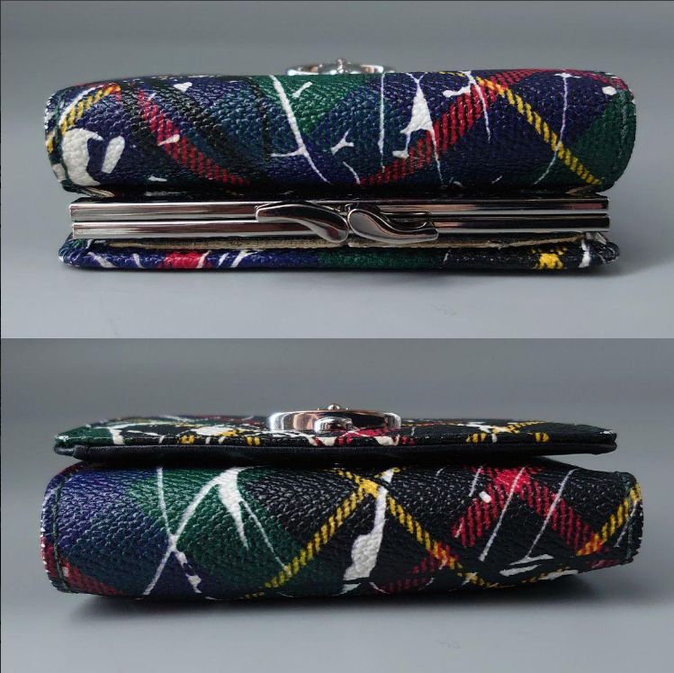 Vivienne Westwood ヴィヴィアン ウエストウッド DERBY SMALL FRAME WALLET SPLASH ダービー スモール  ウォレット 折り財布 がま口 タータンチェック ペイント ペンキ スプラッシュ 緑 グリーン PVC×レザー - メルカリ