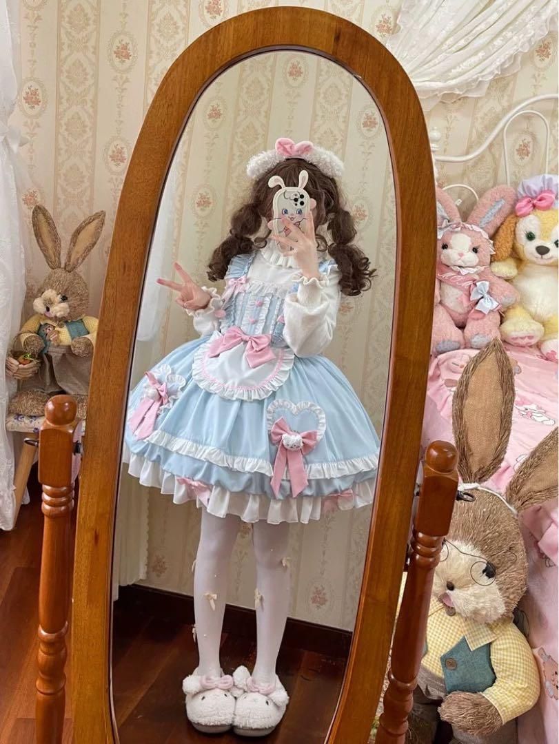 ♥ うさぎのしっぽ付きリボンが可愛いロリータワンピース