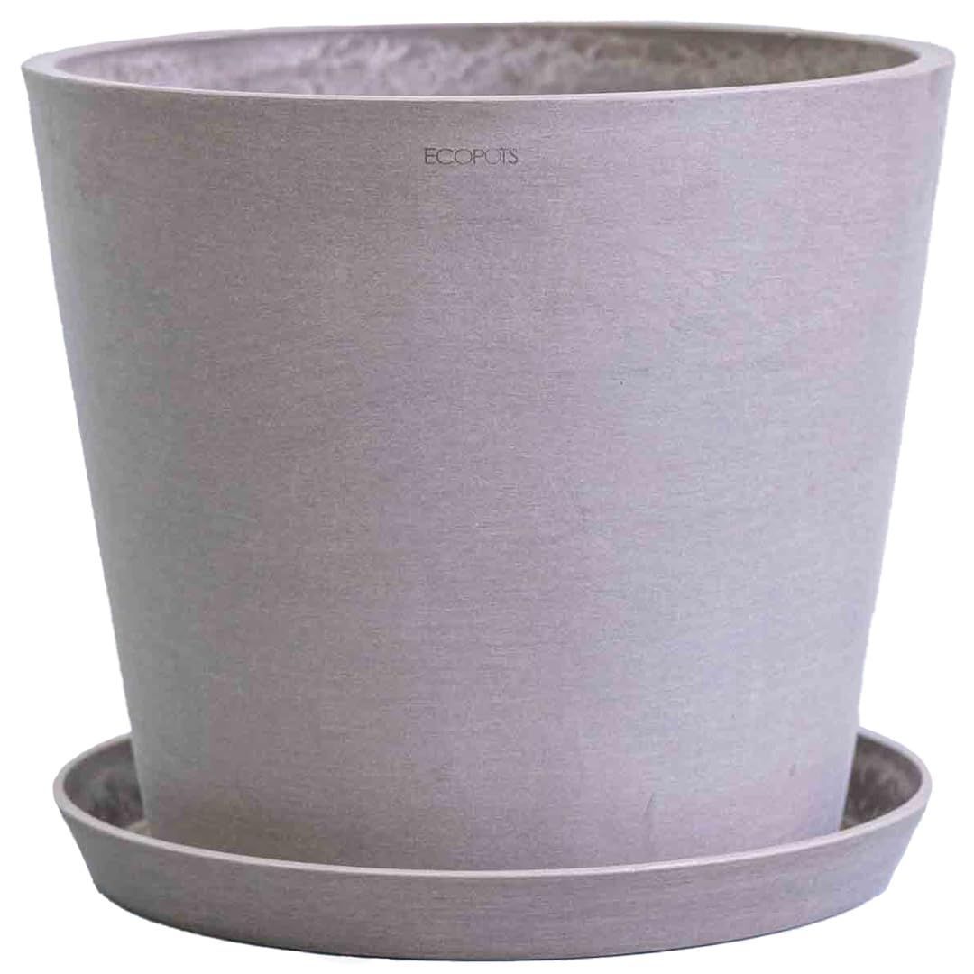 AND PLANTS 植木鉢 10号 大型 マットでおしゃれな質感 Ecopots Amsterdam ベージュ Lサイズ 鉢皿付き