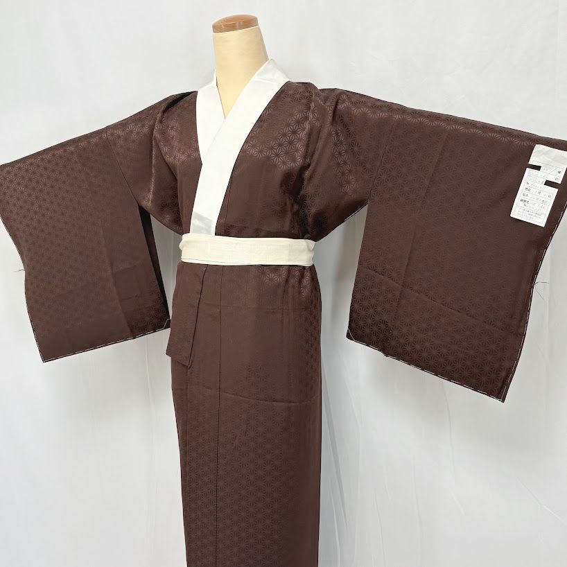 ゆりのはな　未使用品　長襦袢　紋ちりめん　友禅金彩加工　絞り入り　正絹　E703 ゆりのはな 未使用品 長襦袢 紋ちりめん 麻の葉模様 無地 身丈