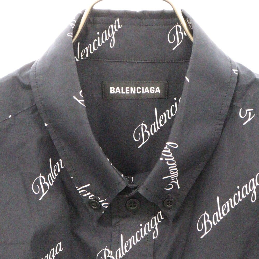 BALENCIAGA (バレンシアガ) 21SS 総柄ロゴ オーバーサイズ ボタンダウン長袖シャツ 647363 TJLY7