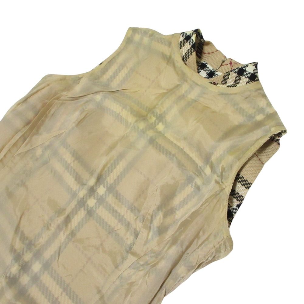 Burberry バーバリー ベージュ チェック柄 ノースリーブワンピース 38