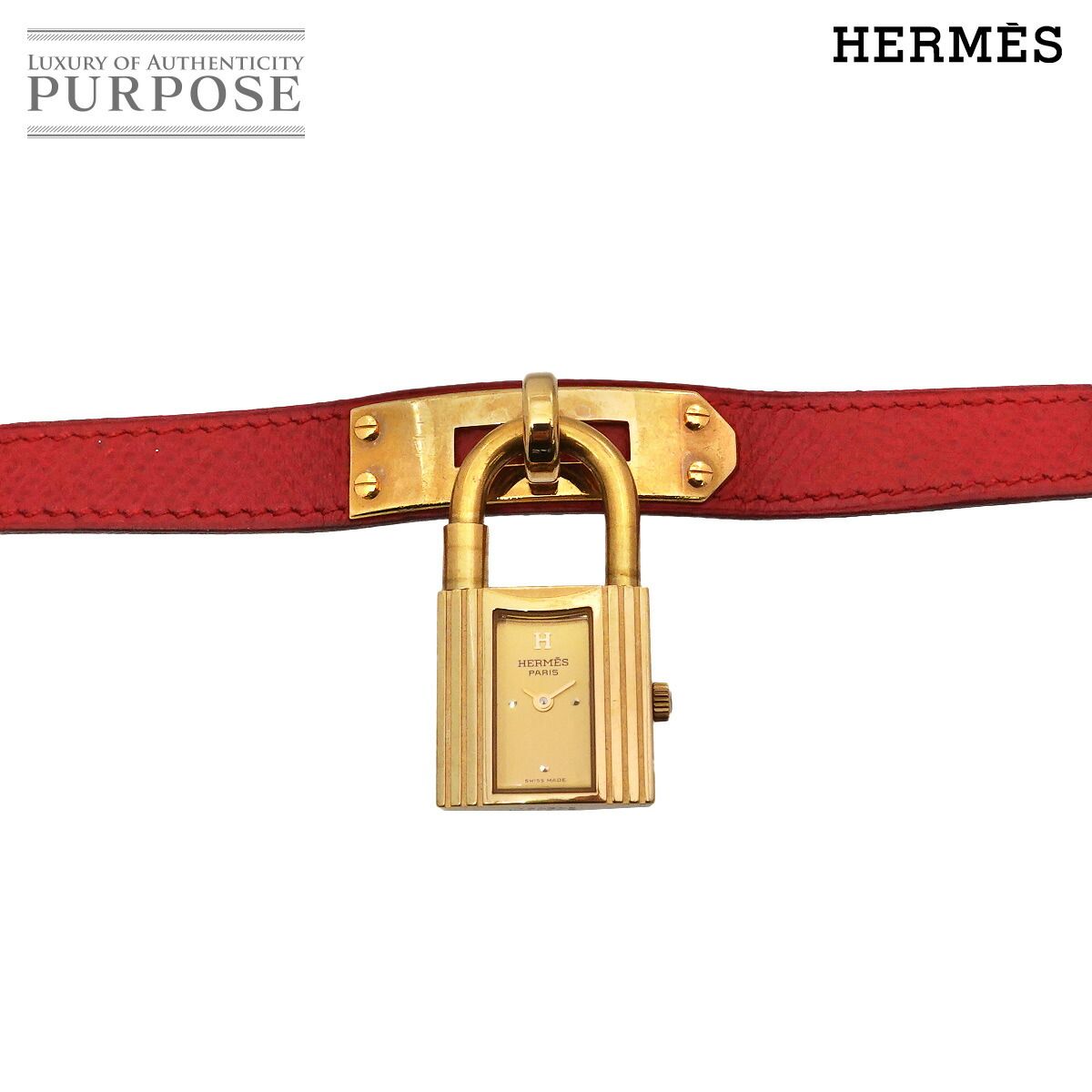 HERMES エルメス ケリー腕時計 赤 エルメス ケリーウォッチ KE1.201 レッド レディース 時計