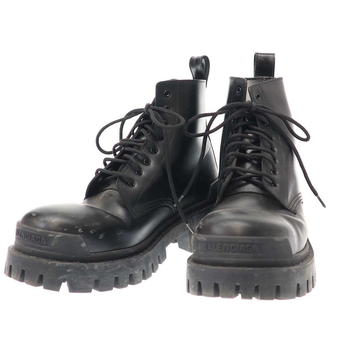 BALENCIAGA バレンシアガ Strike Lace-Up Boots レースアップブーツ 589338 ブラック 41