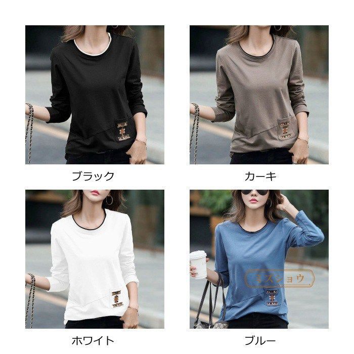Tシャツ レディース 長袖 カットソー ロンT クルーネック 刺繍 Tシャツ レディース 長袖 カットソー ロンT クルーネック 刺繍