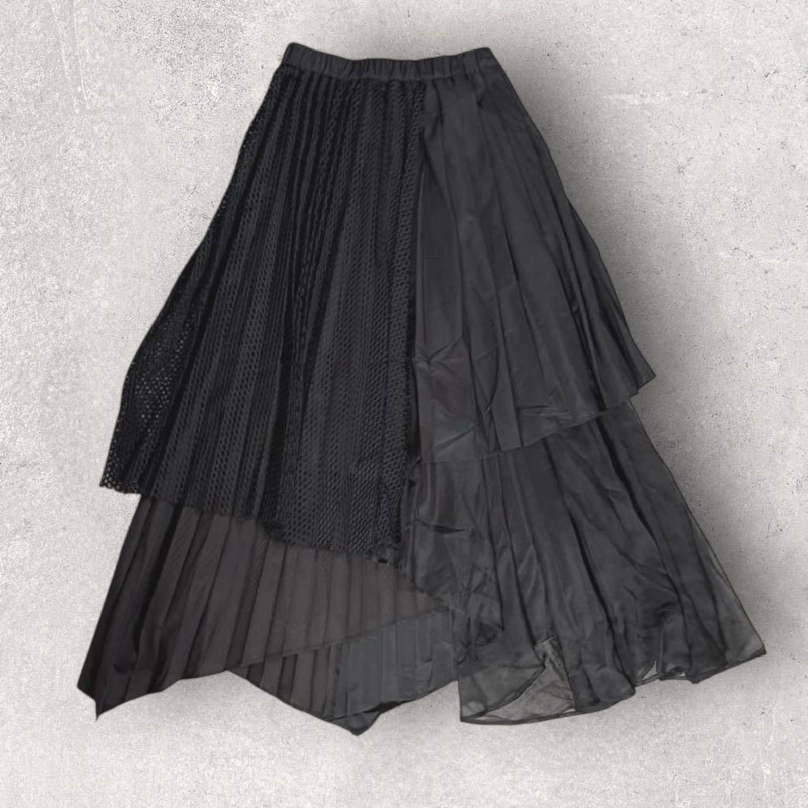 アウラアイラ コンビネーションプリーツスカート ウエストゴム ブラック 別注