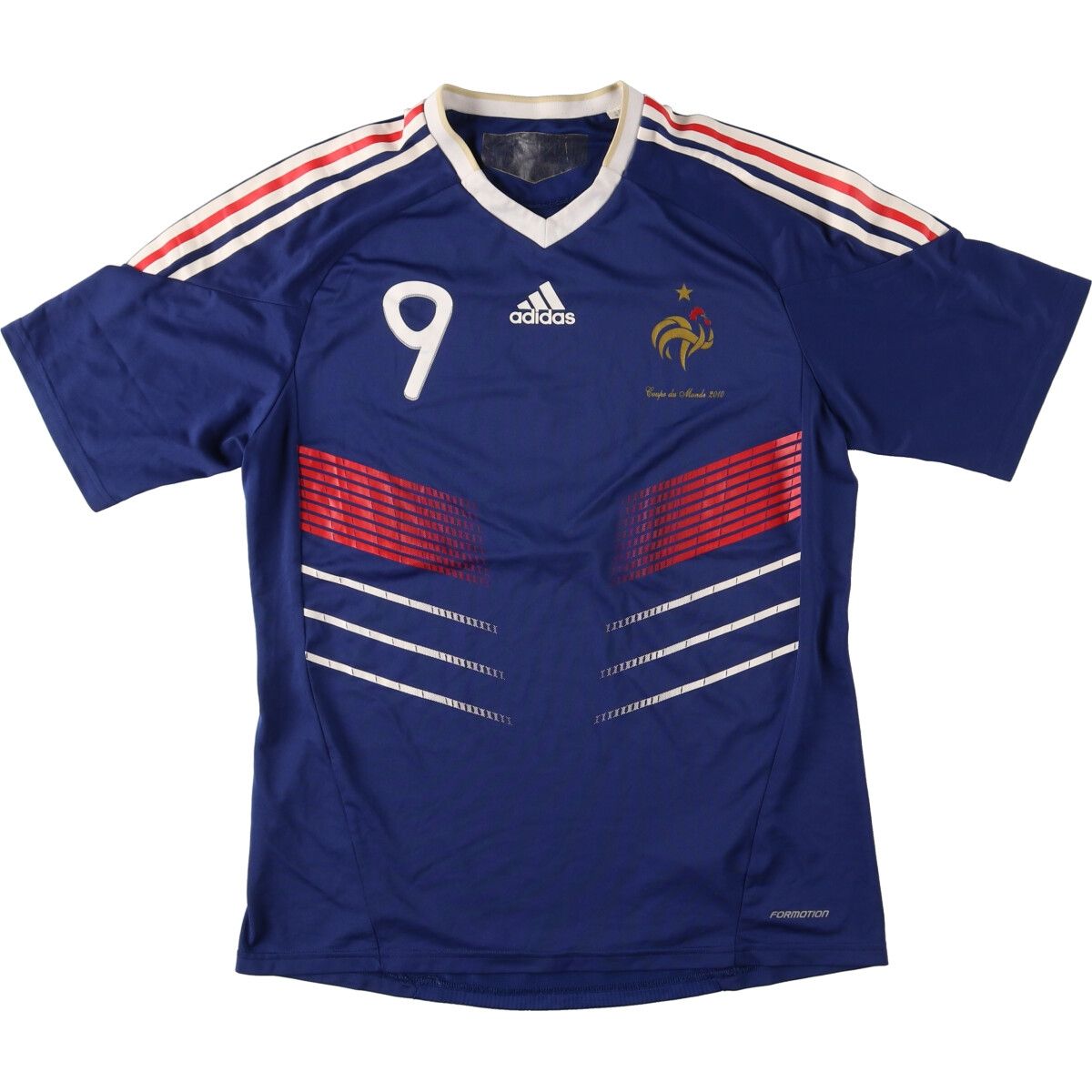 古着 アディダス adidas FORMOTION 2010 フランス代表  Vネック サッカーユニフォーム ゲームシャツ メンズL/eaa440221