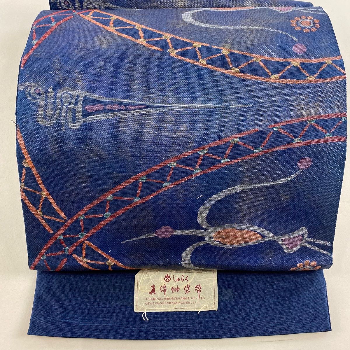 袋帯 美品 名品 川島織物 証紙 じゅらく 夏帯 鳥 花 金糸 箔
