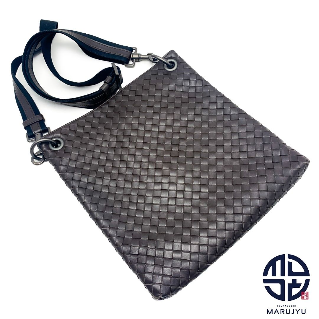 ボッテカ ヴェネタ イントレチャートショルダーバッグ こげ茶 BOTTEGA VENETA ボッテガヴェネタ イントレチャート こげ茶