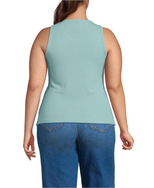 売れ筋商品|||ランズエンド カットソー トップス レディース Plus Size Drapey Rib Skimming Tank Top Misty aqua 送料無料】 ランズエンド レディース タンクトップ トップス