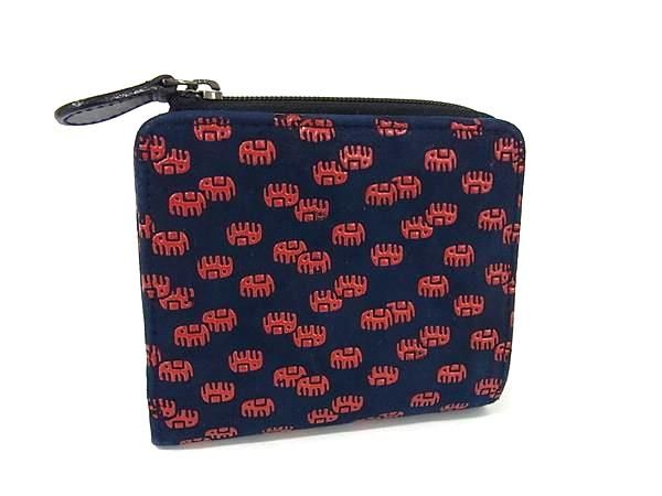 □美品□ INDEN-YA 印傳屋 インデンヤ 鹿革 漆塗り ゾウ 二