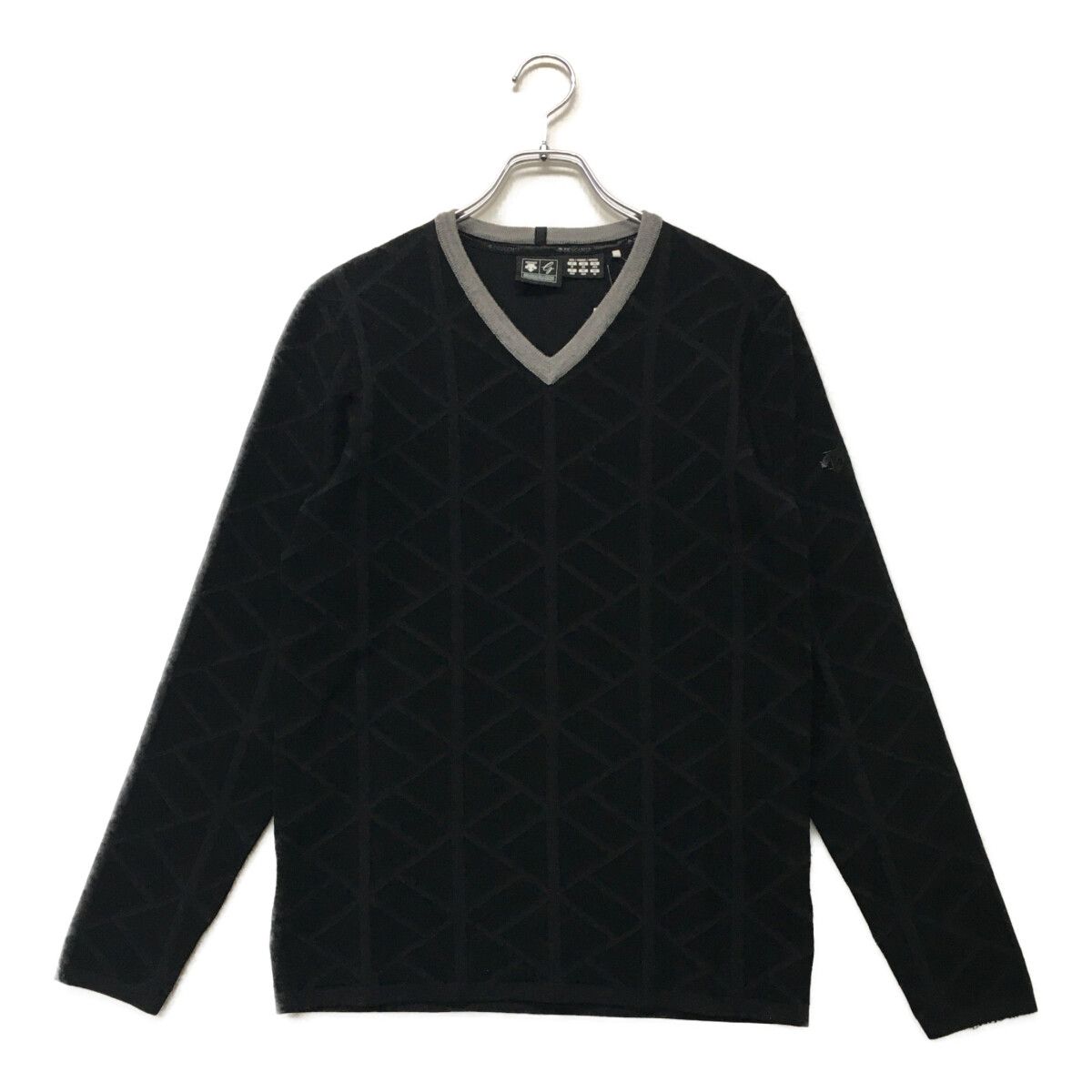 美品】デサントゴルフセーター黒 シャギーニットレディースM DESCENTE