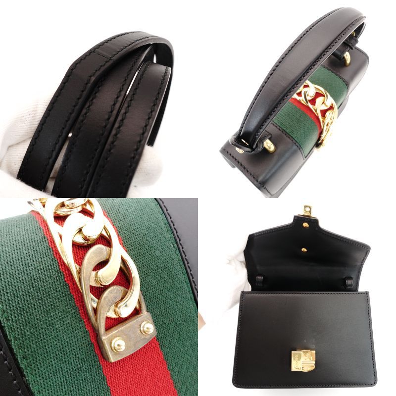グッチ GUCCI シルヴィ ショルダーバッグ 2way レザー ブラック