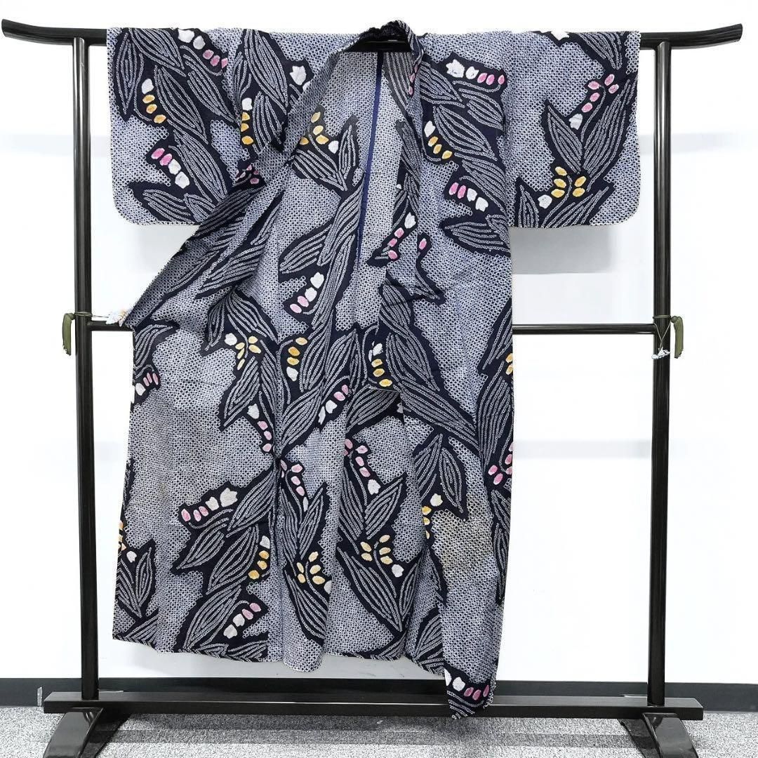 浴衣 有松鳴海絞り 鈴蘭模様 鈴蘭 スズラン 着物 053w p 高価