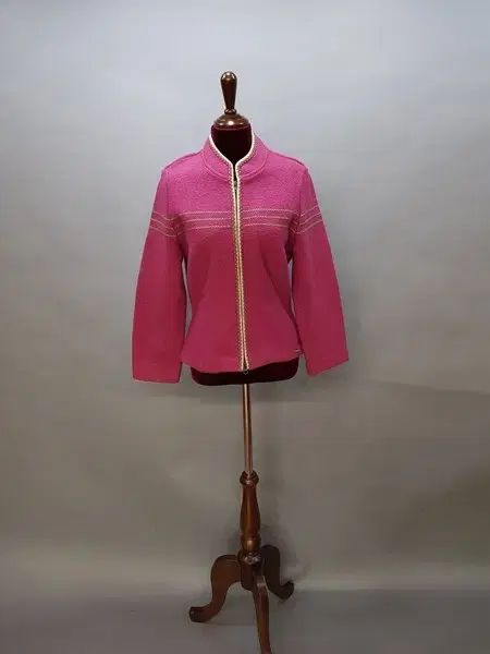 ガイガー ピンク ジップアップ ニット カーディガン