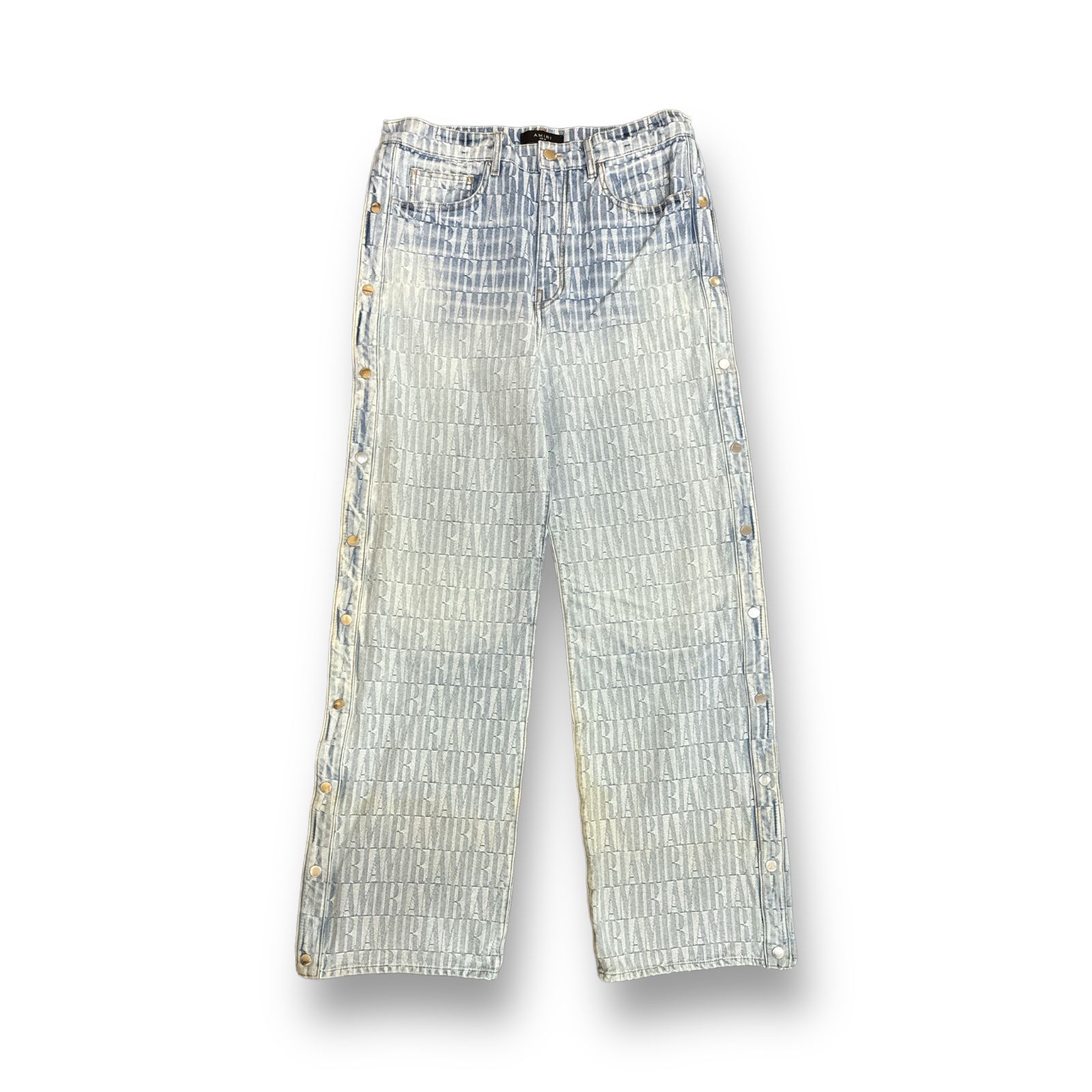 極美品 AMIRI アミリ バンダナジャガード デニム セットアップ ジャケット AMIRI 23AW ジャガードワイドデニムパンツ サイドスナップボタン