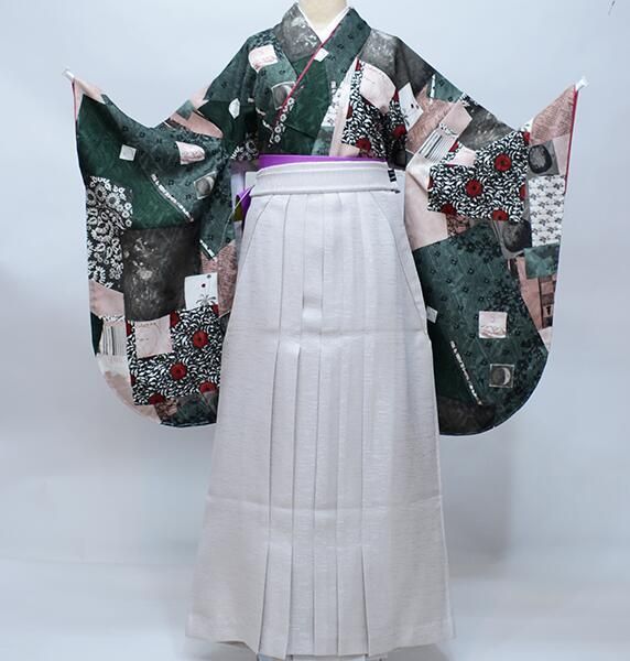 【直販】二尺袖 着物 袴フルセット モダンアンテナ 日本製 ショート丈 NO38574 着物・浴衣