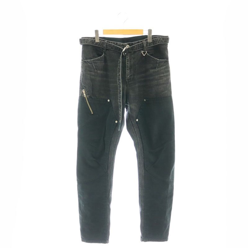 サカイ sacai ベルテッド ダブルニーデニムパンツ ジーンズ 3 L 黒  