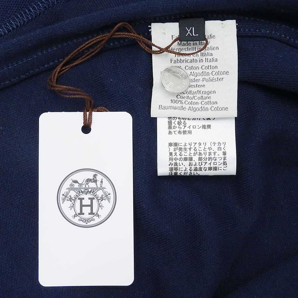 HERMES❁✿✾ ✾✿❁︎ネイビー ポロシャツ オレンジ襟 S HERMES❁✿✾ ✾✿❁︎ネイビー ポロシャツ オレンジ襟 S HERMES❁✿
