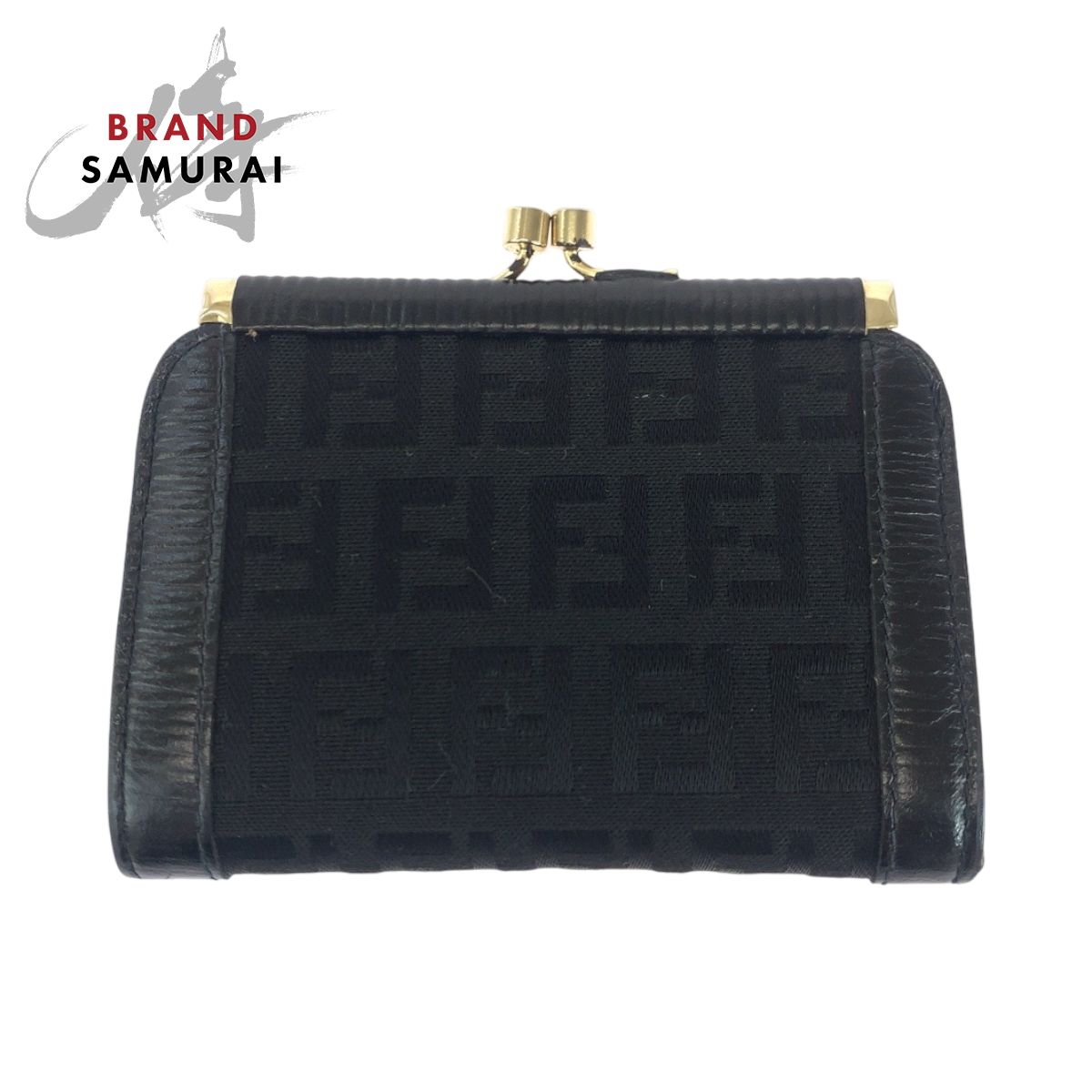 FENDI フェンディ ヴィンテージ ズッカ ブラック 黒 ゴールド金具 キャンバス コインケース コンパクトウォレット レディース 502649