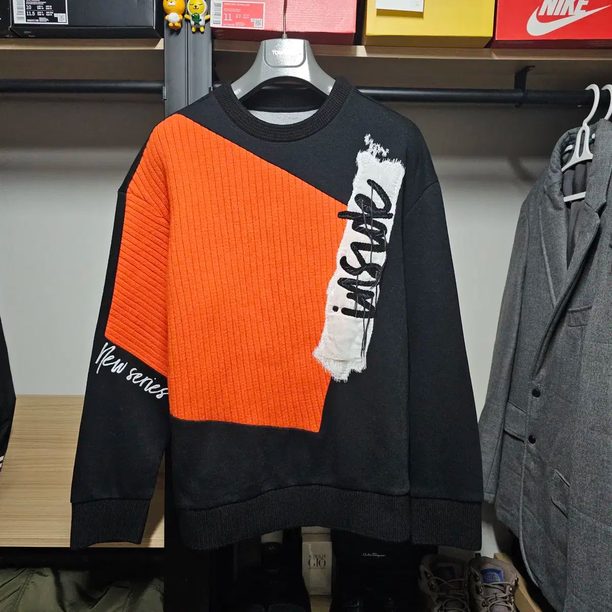 【雷市場（ポンジャン）商品韓国直送】 SYSTEM homme(システムオム) ニットカラー オーバーサイズ メンズトレーナー 105