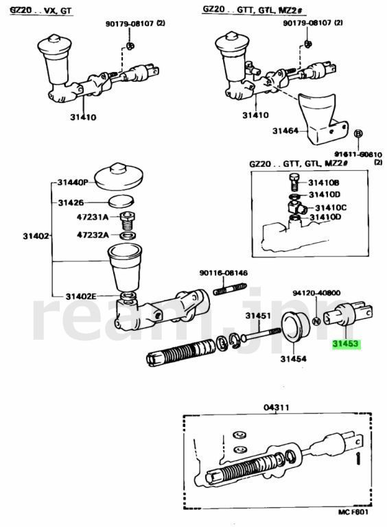 新品 トヨタ純正 70 スープラ クラッチマスターシリンダー プッシュ  