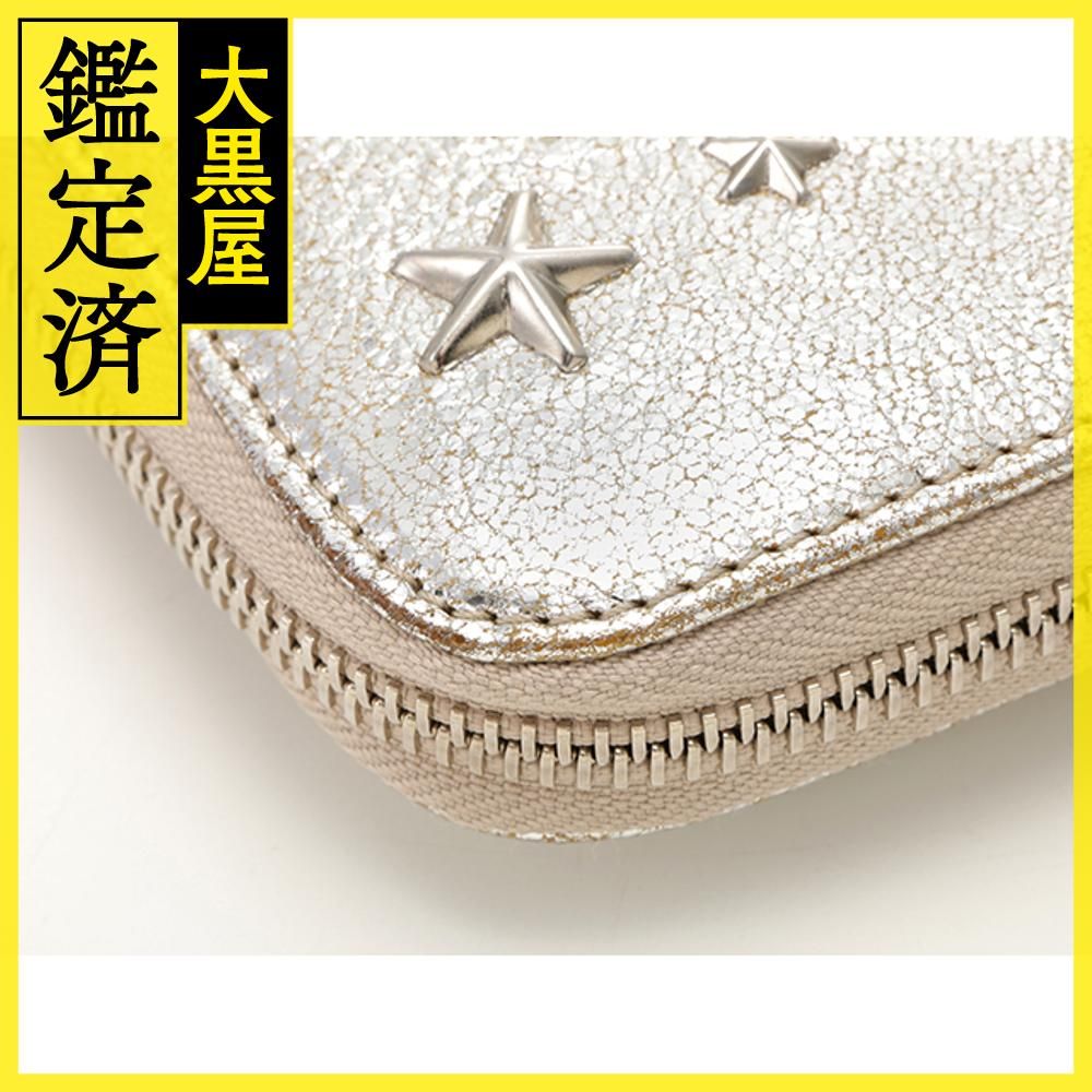 JIMMY CHOO スタースタッズ ラウンドジップ長財布 レザー【430