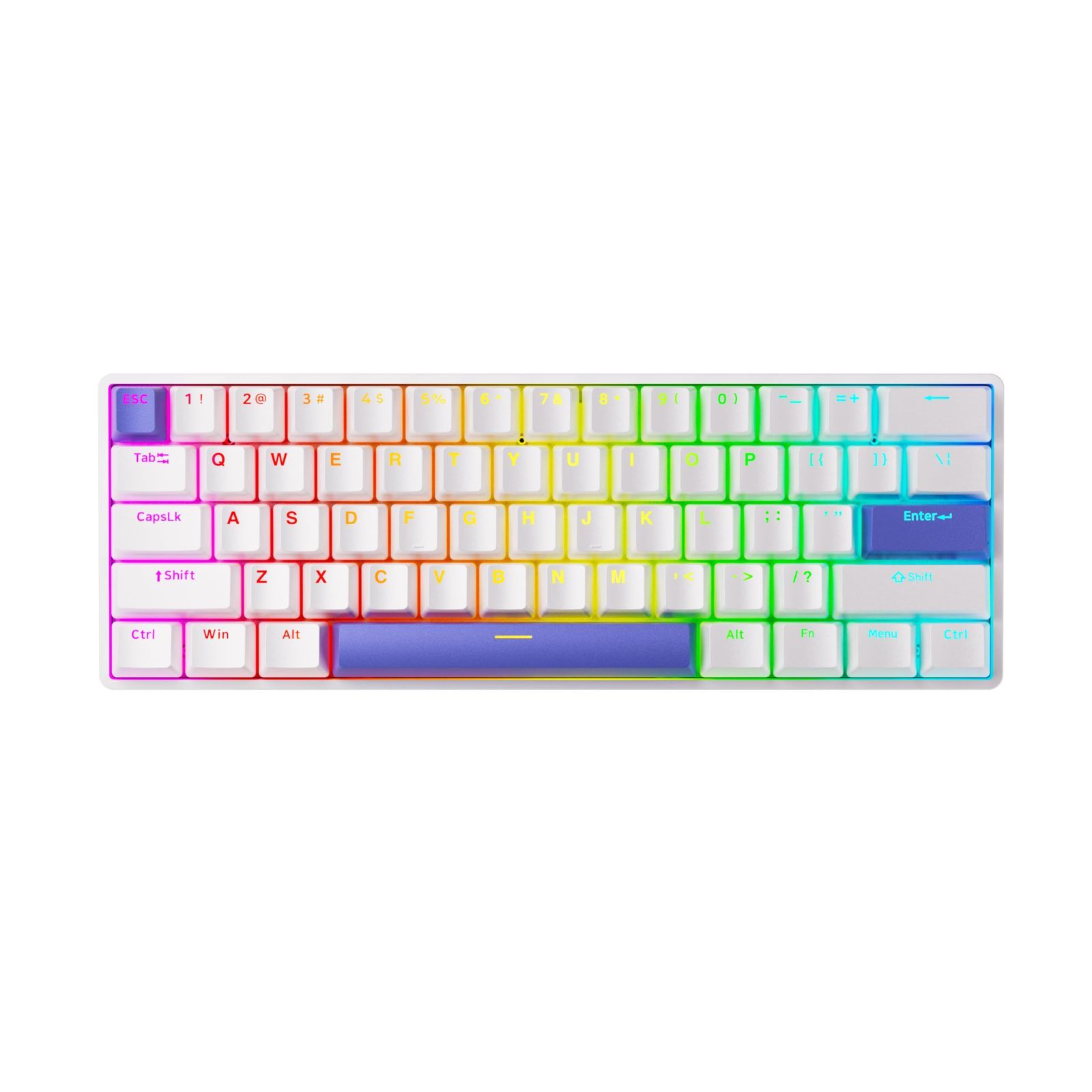 【新着商品】コンパクト キーキャップ PBT 60%レイアウト RGB 磁気スイッチキーボード TKL 61キー メカニカルゲーミングキーボード ラピッドトリガー USB有線、ホワイト G60 DrunkDeer