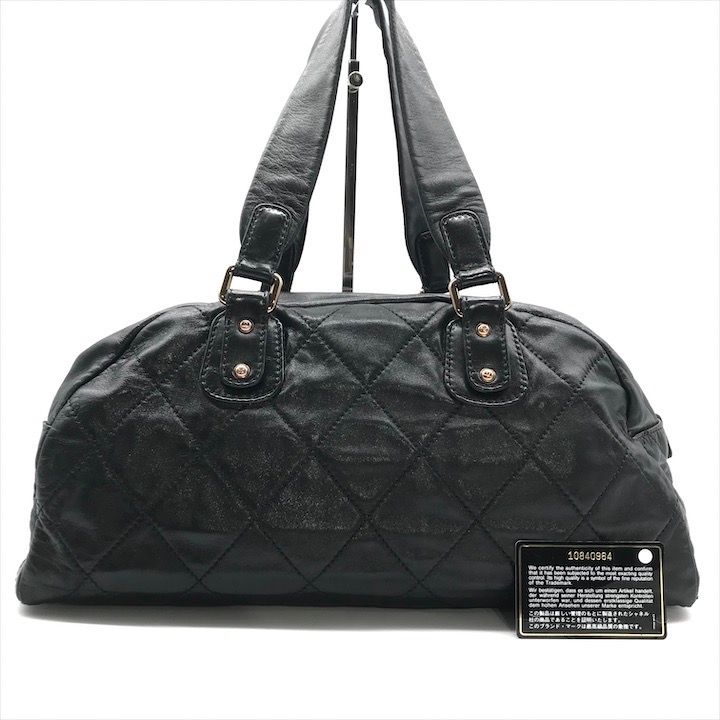 CHANEL シャネル ココマーク マトラッセ ワイルドステッチ ハンド ボストン バッグ ブラック レディース ブランド 鞄 a8620