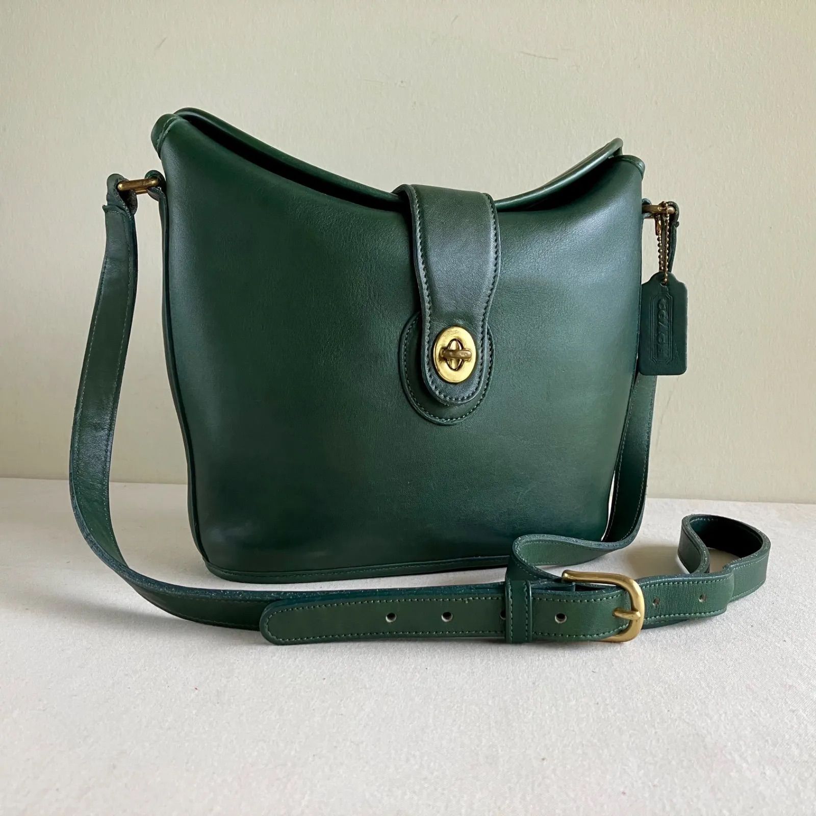 Vintage Coach Canterbury Bag Bottle Green Leather Shoulder Bag