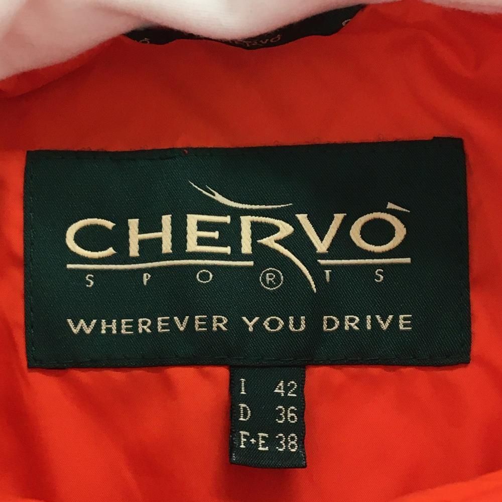 美品】シェルボ アウターベスト オレンジ ロゴ刺しゅう 裏起毛