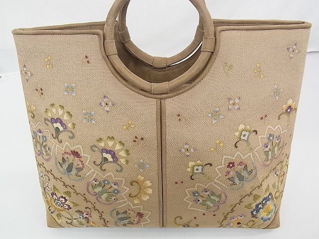平和屋1□岡重謹製 OKAJIMA 和装小物 和装バッグ ハンドバッグ 更紗花