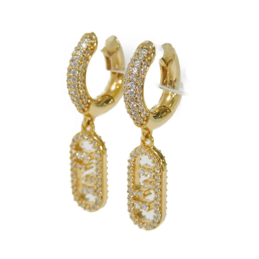 美品 FENDI オーロック ピアス ゴールド ff ラインストーン 現行品