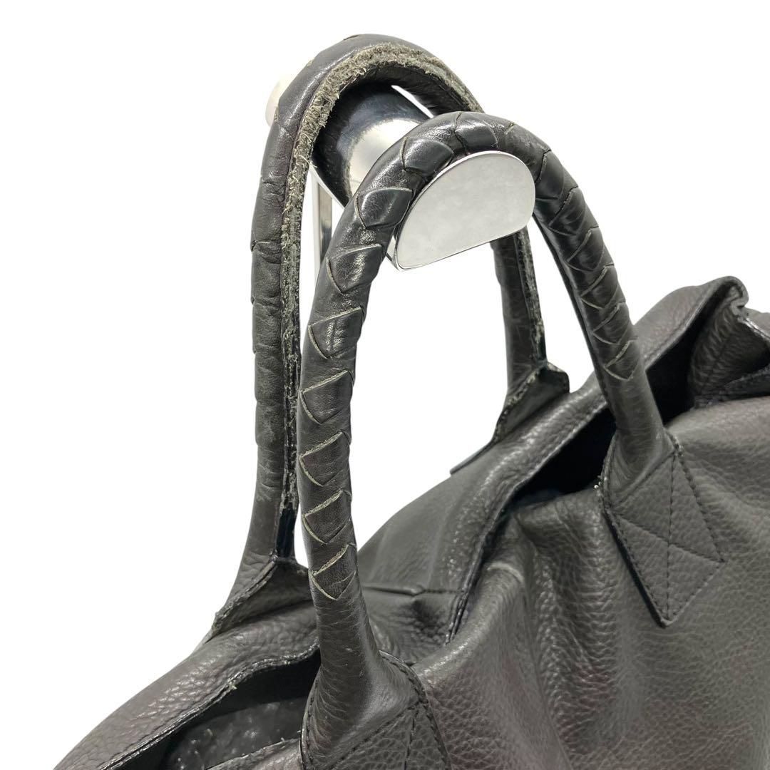 良品 1948 FALORNI UOMO トートバッグ シボ革 ダークグレー