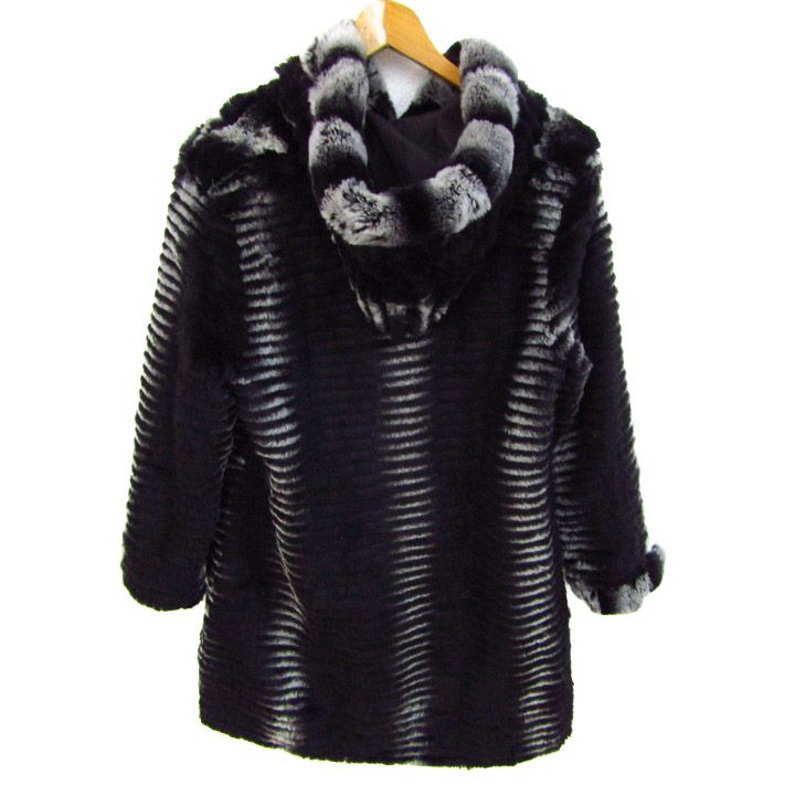 アルボレンテ ブルゾン ジャケット リアルファー リバーシブル アウター 黒 レディース M-Lサイズ ブラック×グレー ARBORENTE