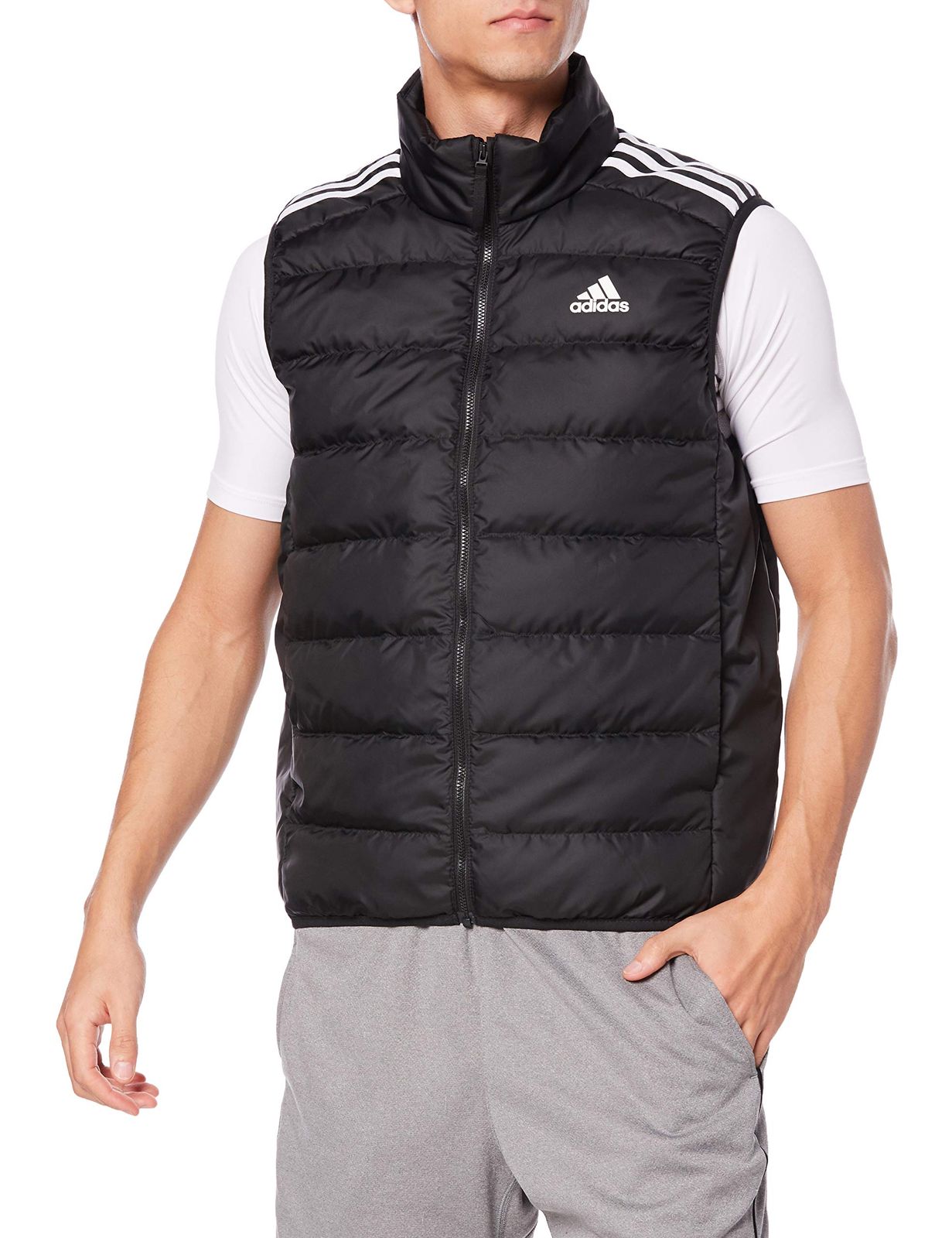 adidas アディダス メンズ　エッセンシャルズ ダウンベスト　ブラック アディダス エッセンシャルズ クライマウォーム スリーストライプス