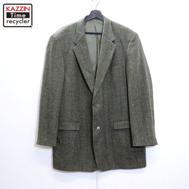 90s Burberryウールテーラードジャケット超短丈カーキグリーンY2K 90s USA製 vintage BURBERRY チェック柄 ウール テーラードジャケット