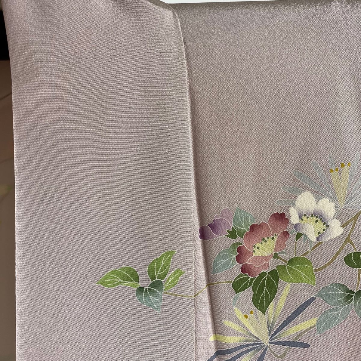 訪問着 身丈164.5cm 裄丈68.5cm L 袷 松本健一 落款 枝花 曲垣 ぼかし  