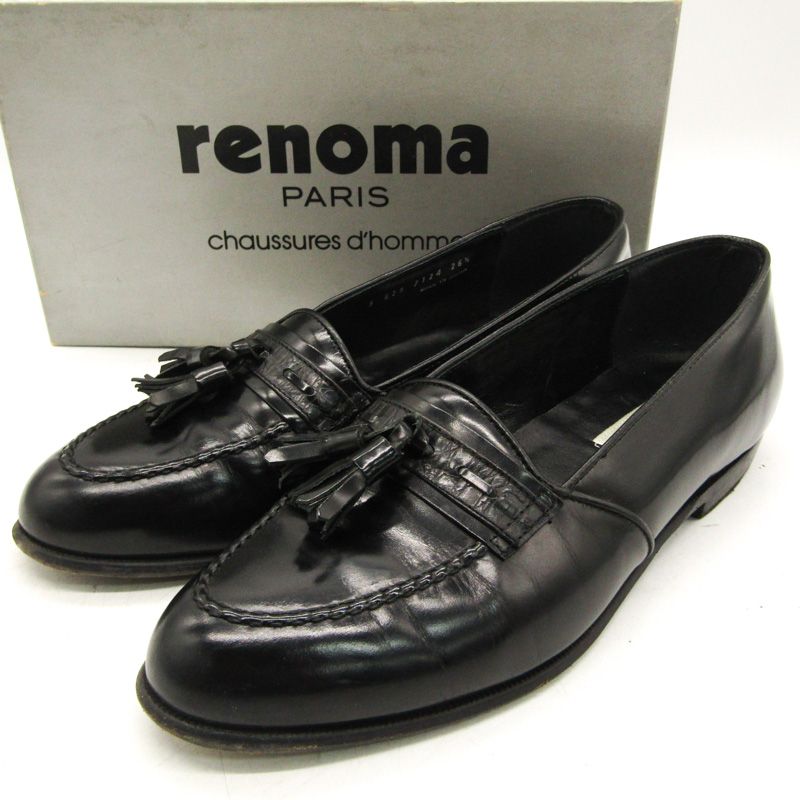 レノマ renoma ローファー スリッポン シューズ 黒 ブラック 25 
