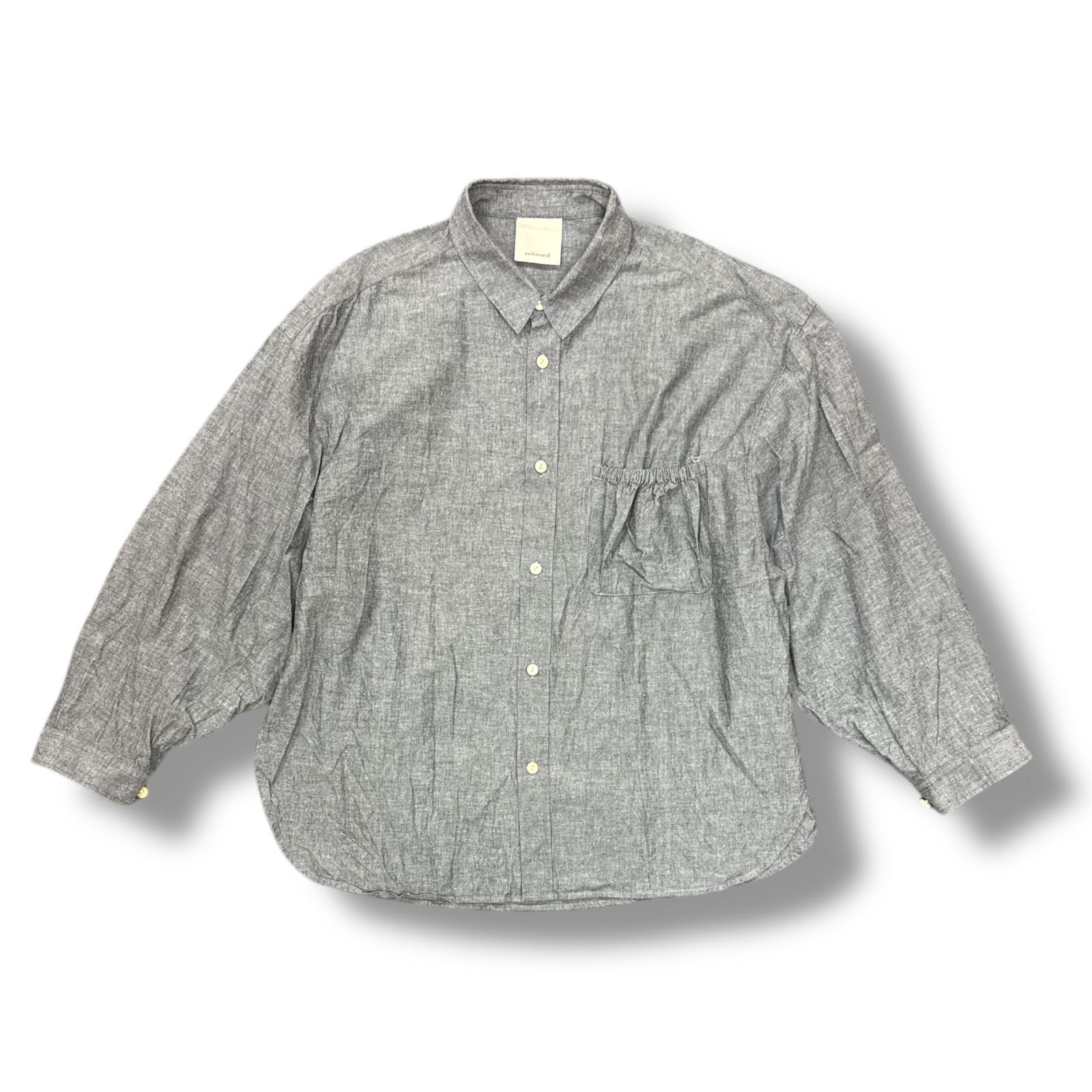 参考上代30800円 refomed 24AW WRIST PATCH WIDE SHIRT CHAMBRAY 