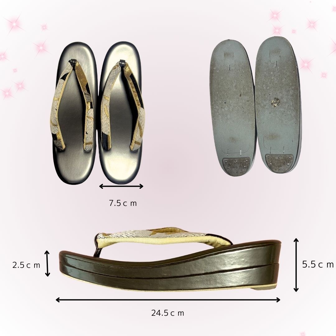 ユ-ズド 和装小物 草履 バッグ 草履バッグセット 黒墨 帯地 振袖 エナメル 花 zb30