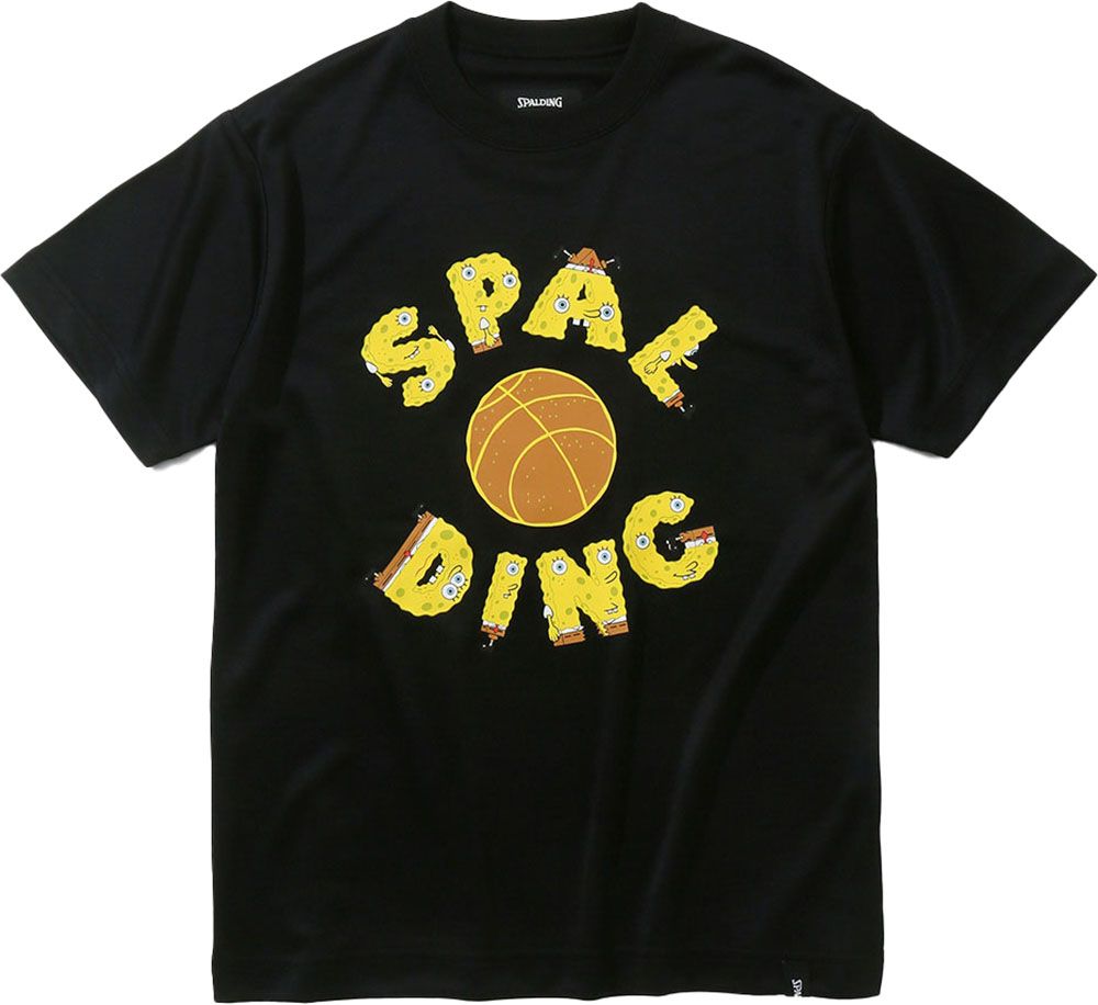 スポルディング SPALDING バスケット ジュニア Tシャツ スポンジ・ボブ アルファベット  SJT23158S 1000 ブラック