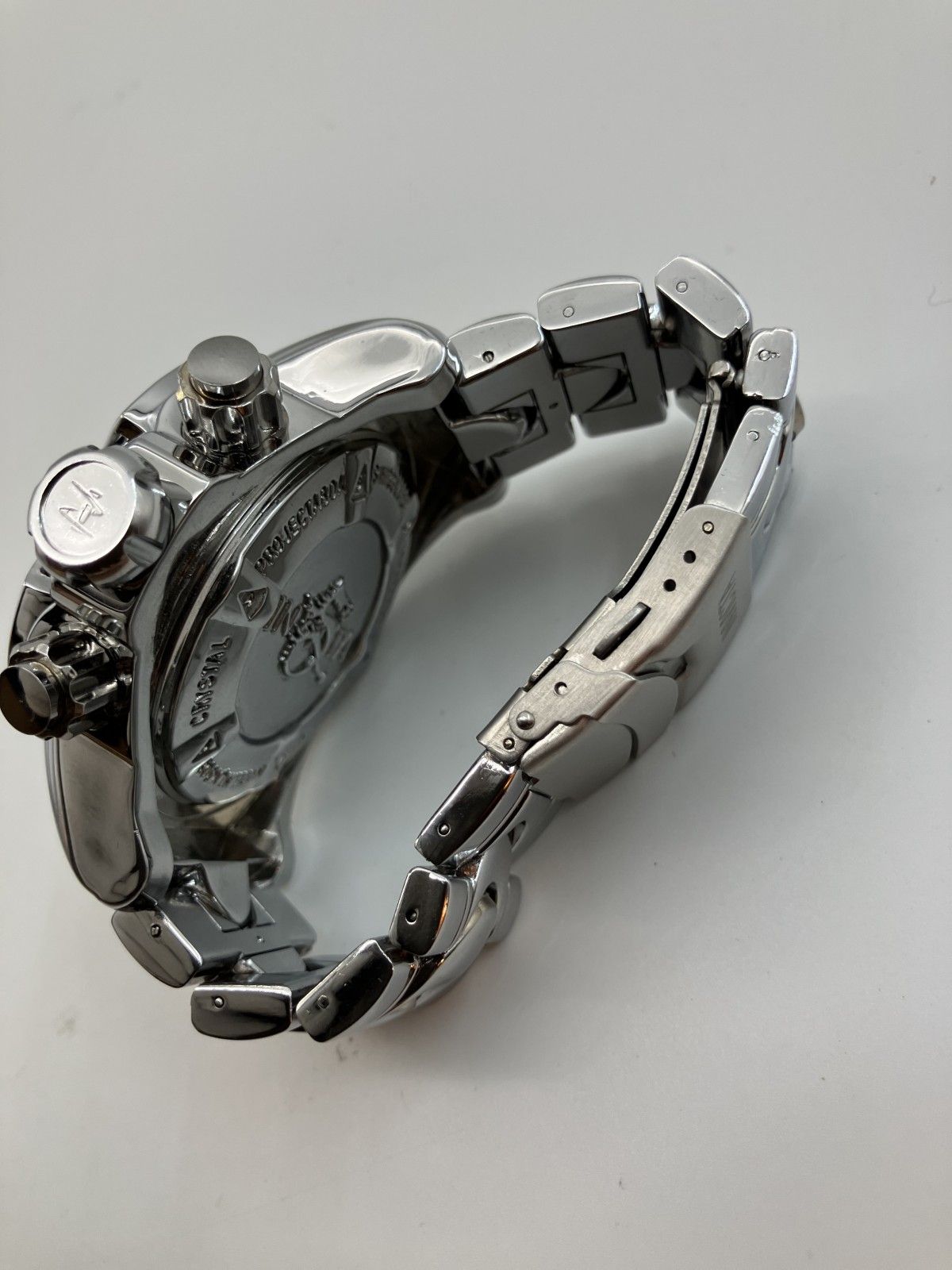 ケース幅60mm 超ビッグフェイス インビクタ クロノ メンズ腕時計 腕回り17cm あまりゴマ6個 シルバー ケース付き 送料無料 ケース幅60mm 超ビッグフェイス インビクタ クロノ メンズ腕時計 腕