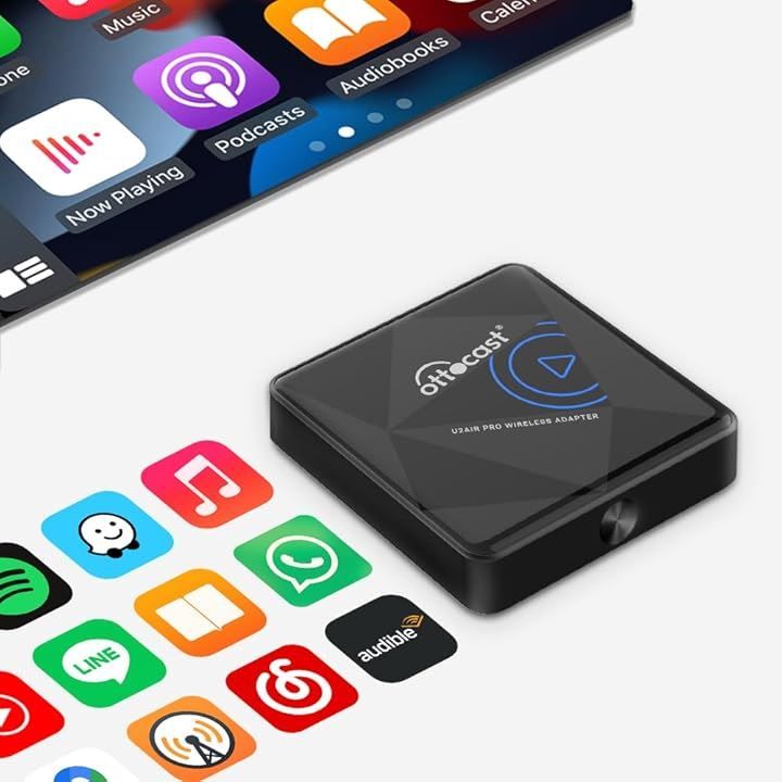 OTTOCAST オットキャスト U2AIR Pro ワイヤレス CarPlayアダプター 有線接続不要 両手解放 メッセージ受送信対応 5Gwifi高速モジュール 800車種以上適用技適認証取得済