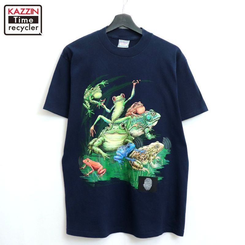 美品 80s 90s 半袖スウェット USA製 カエル アニマル ヴィンテージ 90年代 USA製 MICHIGAN RAG CO. ミシガンラグ 総柄プリント