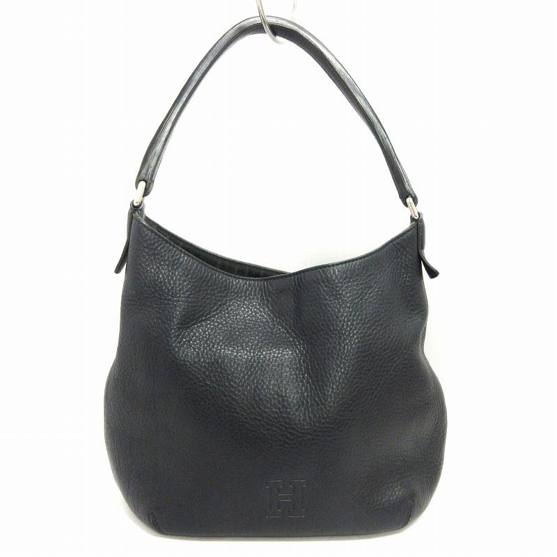 美品 HIROFU トートバッグ 肩掛け レザー シボ革 ダークネイビー HIROFU トートバッグ 「ヌーヴォラ」レザートートバッグ S 本革